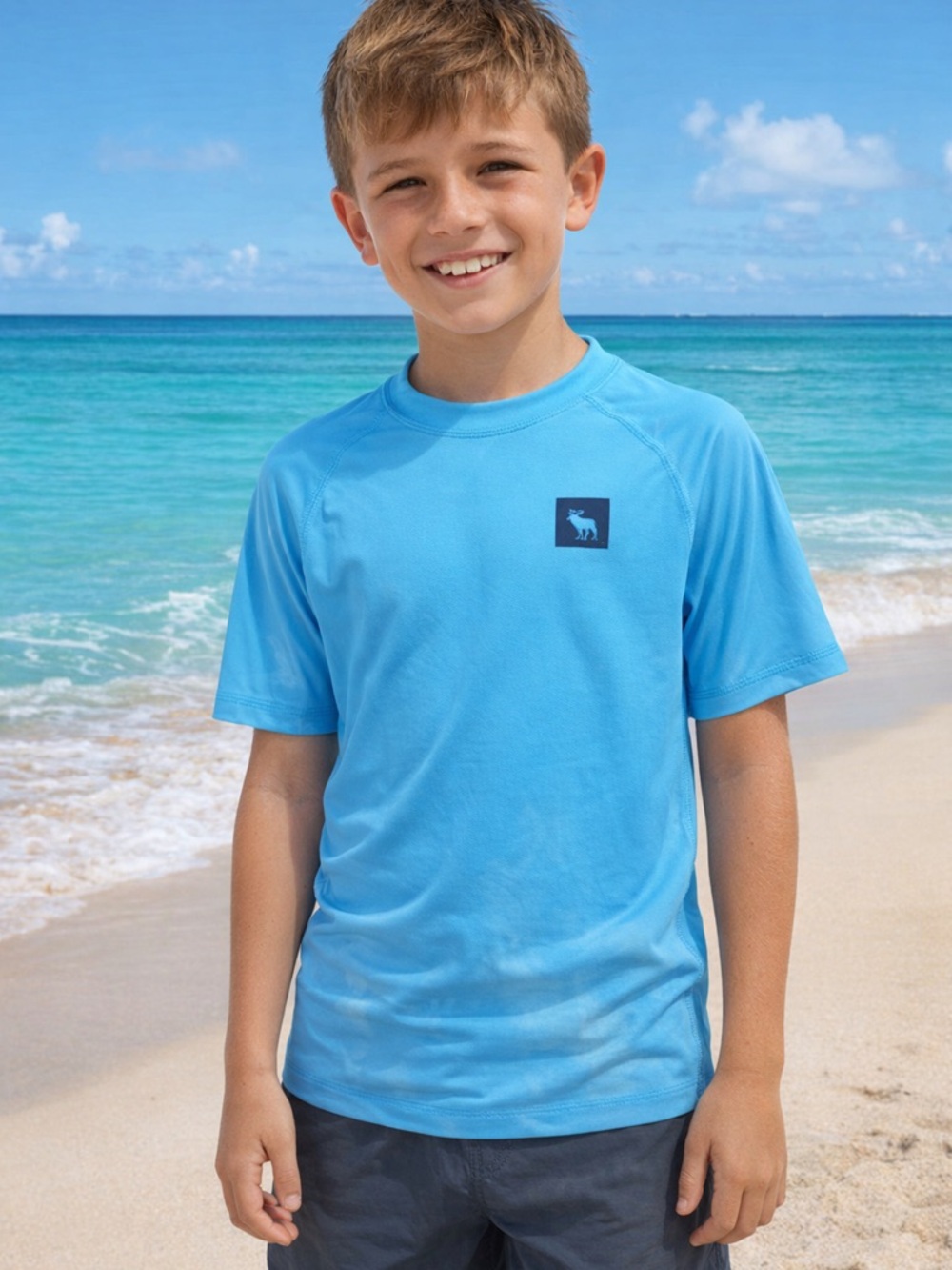 Abercrombie Kids UPF 50+ Light Blue Tee Shirt 9/10 – Discoloration Shown